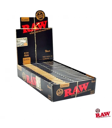 Caja de Papel Raw 1.1/4 Classic Black Edition - 24 Librillos.