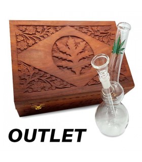 Bong Cristal en Caja Madera 22 cm Outlet