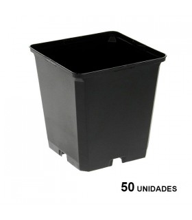 Maceta Cuadrada Negra  9 x  9 x 10 cm. - 0.6 lt. Teku (50 u.)