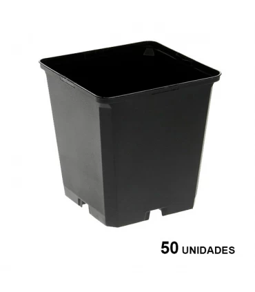 Maceta Cuadrada Negra  9 x  9 x 10 cm. - 0.6 lt. Teku (50 u.)