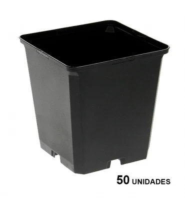 Maceta Cuadrada Negra 11 x 11 x 12 cm. - 1 lt.  Teku (50 u.)