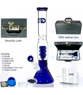 Bong Cristal Caja Piel con Percolador 35 cm.