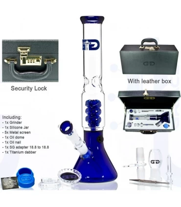 Bong Cristal Caja Piel con Percolador 35 cm.