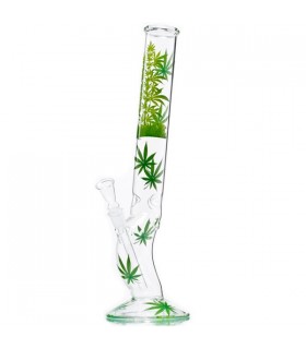 Bong Cristal Curvo Ice Leaves 45 cm.