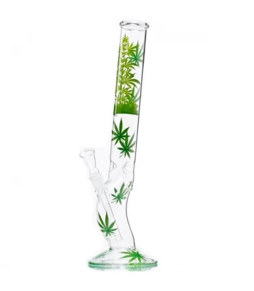 Bong Cristal Curvo Ice Leaves 45 cm.